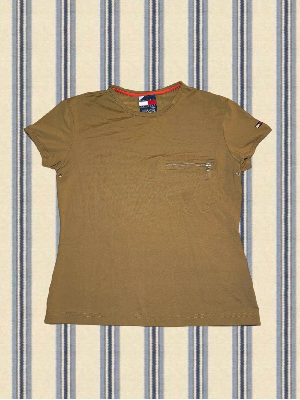 Tommy Hilfiger Olive Green Tee with Baby Pocket